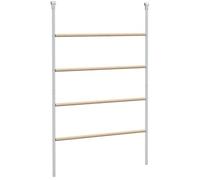 PawHut Percha para Gallinas de 4 Niveles, Escalera de Madera y Acero Galvanizado para 4-6 Gallinas, 140x86 cm, para Gallineros de Tubos Metálicos de 25 mm, Natural