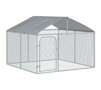 PawHut Perrera de Exterior con Toldo Jaula para Perros con 1 Puerta Anti-UV Impermeable y Marco de Acero para Jardín Patio 230x230x175 cm Plata