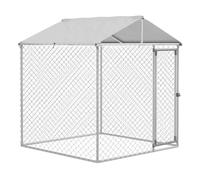 PawHut Perrera Jaula de Exterior para Perros Medianos Parque para Perros con Cerradura Marco de Acero Toldo Impermeable y Anti-UV 200x200x237 cm Plata
