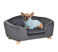 PawHut Perrera para Perros pequeños, Sofá para Perros de Interior con cojín Lavable, 70x47x30cm, Gris Antracita