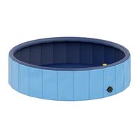 PawHut Piscina para Perros Grandes Plegable con Aspersor de PVC Antideslizante Resistente al Desgaste Ø120x30 cm Azul Claro