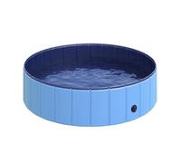 PawHut Piscina Plegable para Perros Gatos Bañera Portátil Antideslizante PVC para Interiores y Exteriores Ø120x30 cm Azul Aosom España