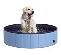 PawHut Piscina Plegable para Perros Gatos Bañera Portátil Antideslizante PVC para Interiores y Exteriores Ø120x30 cm Azul Aosom España