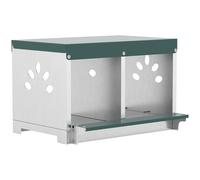 PawHut Ponedero para Gallinas de Acero Galvanizado con 2 Huecos para 2 Gallinas con Techo Impermeable y Ventilación Plateado y Verde