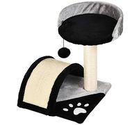 PawHut Poste rascador Árbol para Gatos con Pelotas de Juego Poste rascador de Cuerda de sisal Negro 35,5 x 37 x 46 cm