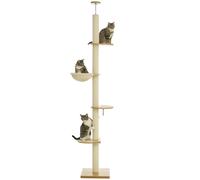 PawHut poste rascador para gatos, árbol para gatos hasta el techo, poste rascador para gatos de altura ajustable Plata