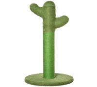 PawHut Poste rascador para gatos de interior con forma de cactus de 65 cm, poste rascador para gatos con base resistente de sisal, Verde