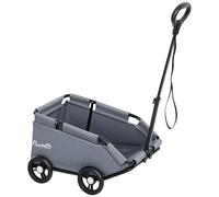 PawHut Poussette para perro, carrito para perro pequeño plegable con 4 ruedas y manillar ajustable 53 x 45 x 28 cm gris