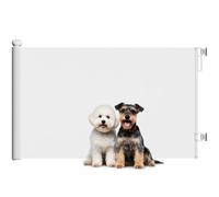 PawHut Puerta de Seguridad para Perros retráctil 0-140cm Blanca | Puerta para escaleras y puertas, para perros y gatos, con cerradura