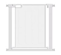 PawHut Puerta para perros ajustable de 75 a 82 cm, puerta de seguridad con cierre automático de acero y ABS, altura 76 cm, blanca