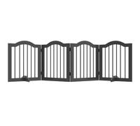 PawHut Puerta Perro Plegable Independiente 208x61 cm Negro | 4 piezas, puerta con puerta, barrera seguridad con 2 patas, para cocina, pasillo