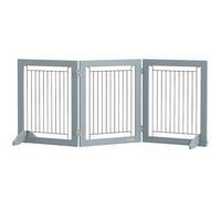 PawHut Puerta Perros Independiente Plegable Madera, 61cm de Alto, Gris | Escaleras, puertas, pasillos, para perros pequeños