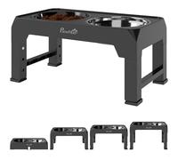 PawHut Raised Dog Bowl, Comedero Elevado Plegable para Perros con Comedero Lento y Comedero de Acero Inoxidable, 4 Alturas Ajustables Estación de Alimentación para Mascotas para Razas Pequeñas