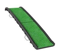 PawHut Rampa para Perros con Césped Artificial, 155 cm, Rampa para Perros para Coche Plegable con Asa, Ángulo Ajustable, Antideslizante, para Todas Las Razas, para Cama, Sofá, Verde