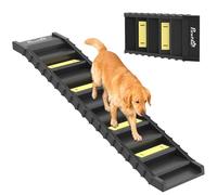 PawHut Rampa para Perros Plegable, 154 cm, Rampa para Perros para Coche y Cama Alta con 10 Escalones Antideslizantes, Ligera y Resistente, Carga 68 kg, para Sofá, Negro