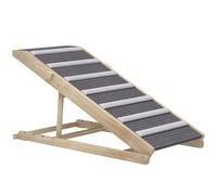 PawHut Rampa para Perros Plegable y Altura Ajustable 35-50 cm Rampa para Mascotas de Madera con Alfombrilla Antideslizante