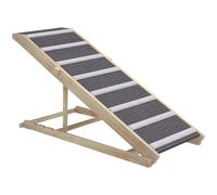 PawHut Rampa para Perros Plegable y Altura Ajustable 41-60 cm Rampa para Mascotas de Madera con Alfombrilla Antideslizante