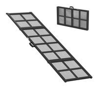 PawHut Rampa Plegable para Perros en Acero Escalera para Perros con Superficie Antideslizante Carga 180 kg 191x50x4 cm Negro Aosom España