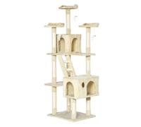 PawHut Rascador con árbol y poste beige para gatos