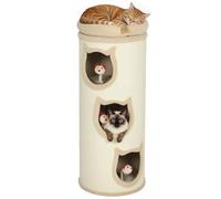 PawHut Rascador Barril para Gatos 96cm Ø38cm 4 Niveles 6kg Crema Blanco