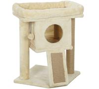 PawHut Rascador con alfombra rascadora de yute plataforma para dormir pelota de juego casa para gatos Beige 40x40x57 cm Aosom España