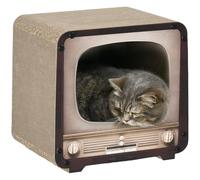 PawHut - Rascador para gatos (2 en 1, forma de televisión, 39 x 29 x 37 cm), color marrón