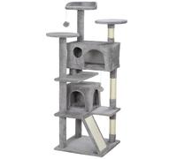 PawHut Rascador para Gatos Altura 138 cm Árbol para Gatos con Múltiples Niveles Cuevas Bolas Colgantes y Hamacas Gris Claro