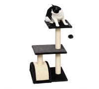 PawHut Árbol Rascador para Gatos Mediano Árbol Gatos 3 Niveles Gris Carbón | Alfombra Rascadora en Arco, 2 Plataformas, Postes de Sisal, Bola Colgante
