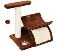 PawHut Rascador para Gatos Árbol Centro de Actividad con Poste Giratorio Bolas de Juego Plataforma Caseta 40x30x43cm Sisal Natural Aosom España