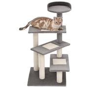 PawHut Rascador para Gatos Árbol Rascador Centro de Actividad 3 Plataformas para Arañar 48x48x101cm Tablero de partículas Cubierta de Felpa Sisal