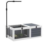 PawHut Recinto/caseta para tortuga 2 espacios, soporte lámpara regulable, 81×48×31,5 cm, gris Aosom España