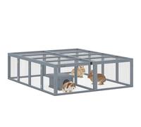 PawHut Recinto con conejera 2 Puertas 180,4x150x48 cm Gris
