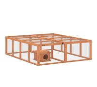 PawHut Recinto de exterior para conejos de madera con 2 puertas Casa-refugio para 2-4 conejos enanos 180,4 x 150 x 48 cm Naranja