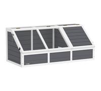 PawHut Recinto jaula para pequeños animales, como tortugas, en madera con tapa abatible, cierres, 2 espacios separados, Gris Aosom España