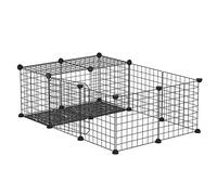 PawHut Recinto para animales pequeños recinto modular para conejos, cobayas y roedores, negro