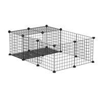 PawHut Recinto para pequeños animales parque para conejos, cobayas y roedores modular, Negro Aosom España