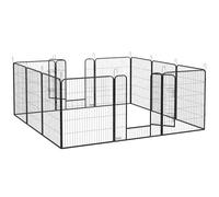 PawHut Recinto para perros pequeños con 12 paneles modulares de 80 x 1,5 x 100 cm, jaula plegable para perros y cachorros con puerta de acero y 12 estacas, gris
