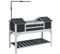 PawHut Recinto para Tortugas con Soporte Lámpara Ajustable Gris