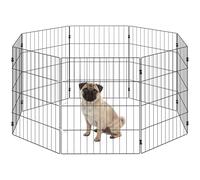 PawHut Recinto plegable para perros de metal, recinto ampliable para animales con estacas para interiores y exteriores, 50 x 60 cm, 8 paneles, negro