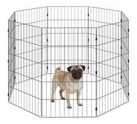 PawHut Recinto plegable para perros de metal, recinto ampliable para animales con estacas para interior y exterior, 50 x 80 cm, 8 paneles, negro