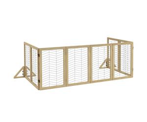 PawHut Rejilla de Madera de Barrera para Perros, Rejilla de protección para Puertas, Rejilla Plegable para Perros con 8 Paneles, Rejilla de Barrera para Perros, Rejilla de protección para escaleras,