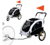 PawHut Remolque 2-en-1 para bicicleta y jogging, cochecito plegable para perros pequeños y medianos hasta 20 kg, blanco