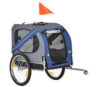 PawHut Remolque de bicicleta para perro mascotas 8 reflectores bandera barra de remolque incluida impermeable máx. 30 Kg 130x73x90 cm Aosom España