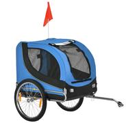 PawHut Remolque de Bicicleta para Perros Mascota con 1 Bandera 6 Reflectores Seguro y Cómodo Azul y Negro Aosom España