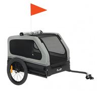 PawHut Remolque para Bicicleta plegable para Perros Medianos hasta 20 kg con rampa abatible, reflectores, correa y bandera, Gris