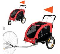 PawHut Remolque para Bicicleta y Cochecito Plegable para Perros Medianos, 2 en 1 en Acero y Tejido Oxford 600D, Rojo