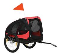PawHut Remolque para perros, plegable, para bicicleta, resistente al agua, tela de Oxford, metal, 140 x 71 x 83 cm, Rojo