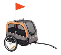 PawHut Remolque para perros Remolque plegable para bicicleta con reflectores de seguridad para perros pequeños y medianos hasta 20 kg Naranja