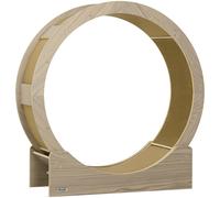 PawHut Rueda de Ejercicio para Gatos, 91 cm, con Freno, Colchoneta Rascadora, Rueda de Ejercicio para la Salud de tu Gato, Nogal Aosom España