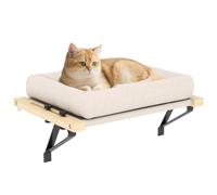 PawHut Salón Calefactado Gato 50x36cm Montaje Ajustable Blanco Crema | Cojín extraíble, lavable a máquina, hamaca cama gato para radiador.